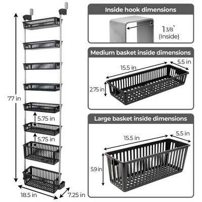 Smart Design 8-Tier Over The Door Hanging Pantry Organizer with 6 full Baskets and 2 Deep Baskets: Steel Kitchen Storage, Black — фото 3