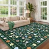 Indoor Farmhouse Bedroom Living Room Rugs, Washable Floral Print Non Slip Dining Room Carpet, Low Pile Accent Rugs - 2 of 4