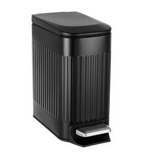 Slim Bathroom Trash Can with Lid Soft Close, 6 Liter/1.6 Gallon Stainless Steel Small Garbage Can - 1 of 4