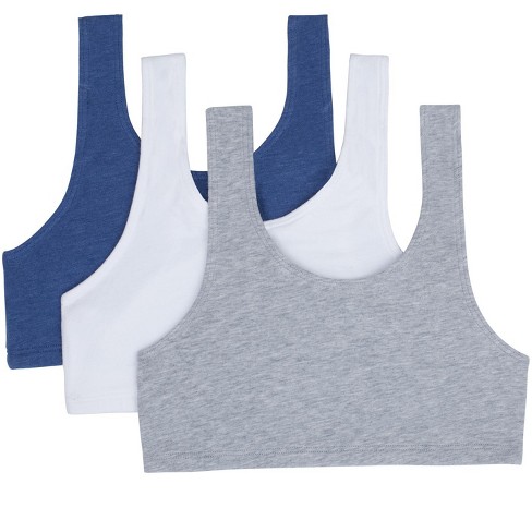 Fruit Of The Loom Girls' Built Up Sports Bra 3-pack Grey Heather