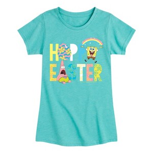 Girls' - SpongeBob Squarepants - Hoppy Easter Icons Fitted Short Sleeve Graphic T-Shirt - 1 of 4