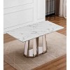 70 Inch Modern Design Dining Table, Rectangular Dining Table for 6 People, Faux Marble Table Top with Stainless Steel Base-Cuddlewood - 3 of 4