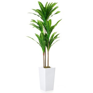 4.8FT Artificial Dracaena (Brazil Wood) Tree with Tall White Planter, Eco-Friendly Faux Plant for Home & Office - 1 of 4