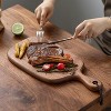 BRINJOY Wood Small Cutting Board with Handle, Walnut Wooden Chopping Boards for Bread, Vegetables & Fruits, Dinner Cheese Board with Hole(15.2"x7.3") - 2 of 4