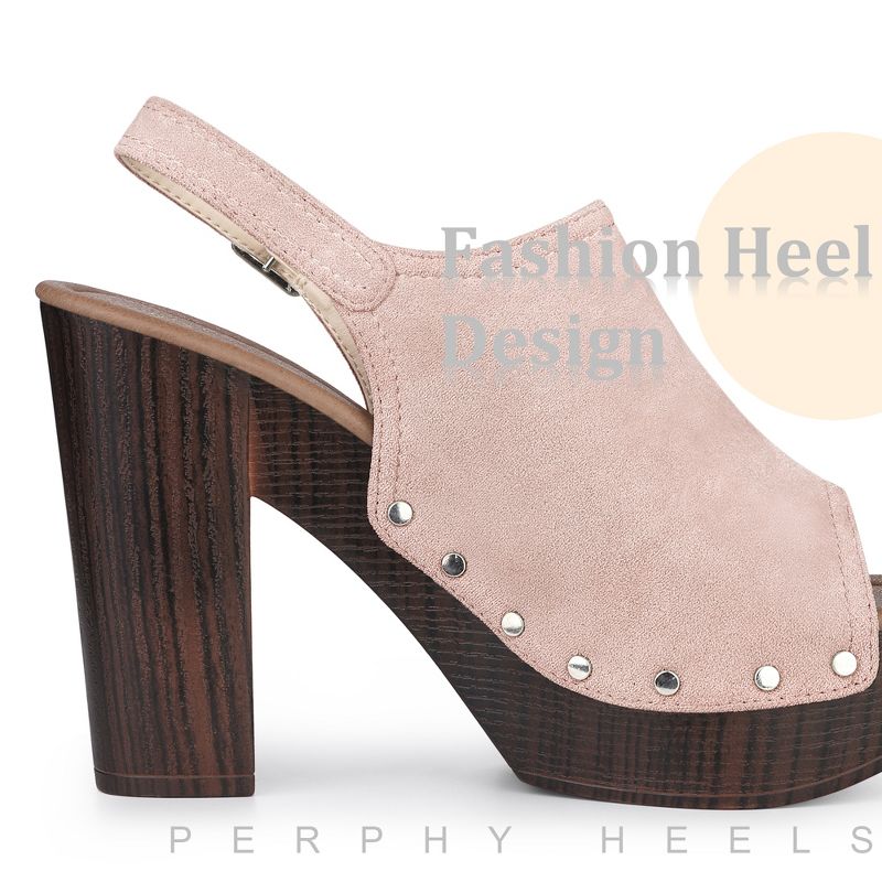 Perphy Women's Slingback Buckle Strap Platform Chunky High Heel Sandals, 4 of 7