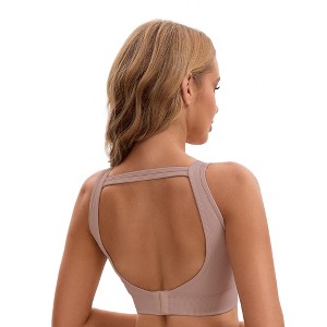 INSPIRE CHIC Women's Open Back Workout Tank with Built-In Bras Constrast Color Crop Sports Vest - 1 of 4