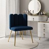 Barbara Contemporary Velvet Vanity Stool for Makeup Room, Moden Accent Side Chairs for Living Room with Shell Back and Golden Metal Legs | ARTFUL LIVING DESIGN - 2 of 4