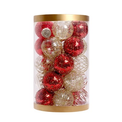 25Pcs Christmas Balls Ornaments Set, Shatterproof Christmas Tree Decorations Hanging Baubles for Holiday Wedding Party, 2.36 Inch
