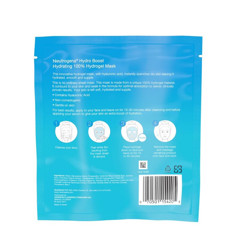 Neutrogena Hydro Boost Moisturizing Sheet Mask with Hyaluronic Acid for Dry Skin - 1 oz, 2 of 13