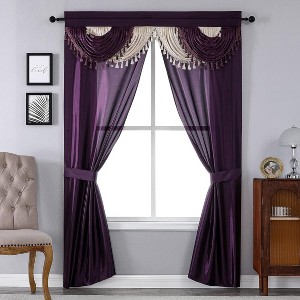 Regal Home Collections Amore 5-Piece Window Curtain Set with Valance and 2 Tiebacks 54x84 - 1 of 4