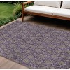 Purple Beige And Taupe Floral Washable Indoor Outdoor Area Rug - 2 of 4