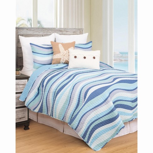 C&f Home Seawaves Coastal Beach Theme King 3 Piece Quilt Set : Target