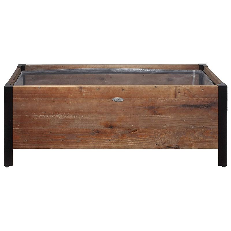 Grapevine 37 Inch Farmhouse Style Rectangular Durable Urban Raised Garden Planter Box Made from Recycled Wooden Pallets with Steel Frame and Liner, 1 of 7