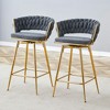 Lirago Black Two Swivel Bar Stools 34.6"H with Cotton-Linen Cushions and Electroplated Metal Frames - 2 of 4