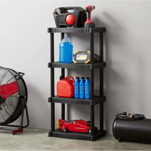 Black Plastic 4-Tier 47.6" H x 21.7" W x 13.8" D Storage Shelving, 240 Lb Total Capacity, Adult - 1 of 4