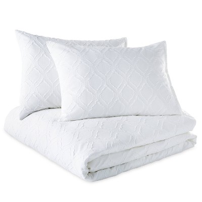 White King Microfiber Ogee Textured Duvet Set