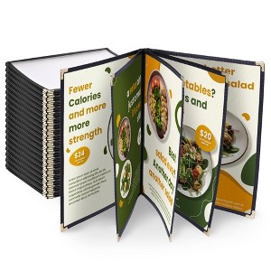 WeChef 20 Menu Covers 5 Page 10 View 8.5 x 14" Legal Restaurant Cafe Fold Black - 1 of 4