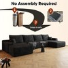 135 Inch Modern Plush Corduroy Fabric Cloud Sectional Sofa with 1 Ottoman Comfort Black U Shaped Sofa for Living Room - 4 of 4