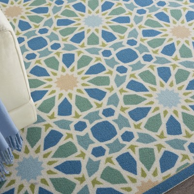 Porcelain Blue Rectangular Synthetic Indoor/Outdoor Area Rug