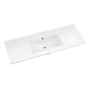 APRILSOUL Bathroom Vanity Sink Top with Three Holes, Ceramic Vanity Sink Top with Overflow, Drop in Bathroom Vessel Sink, Glossy White - 1 of 4