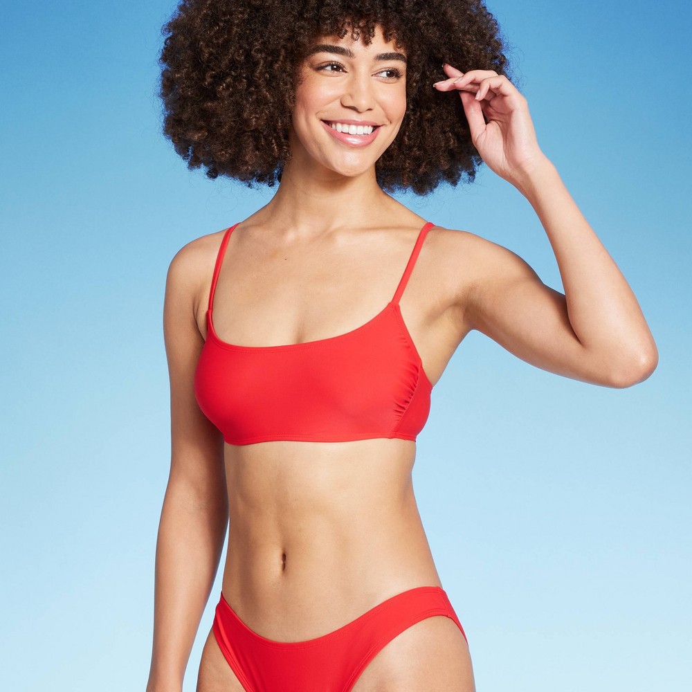 Photos - Swimwear Women'sBralette Bikini Top - Wild Fable™ Red XS: Soft Stretchy Lined Swimw