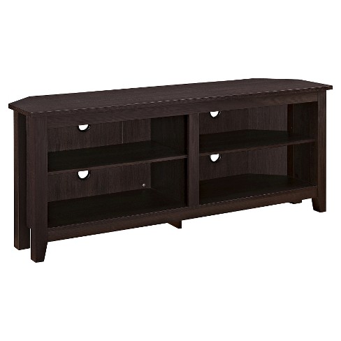 58 Simple Open Storage Shelf Corner Tv Stand Espresso Saracina