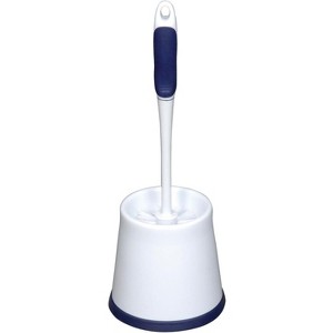 Achieve a Tidy Bathroom: Toilet Brush Set with Caddy - All-in-One Organization in a Modern Cobalt Blue Design - 1 of 3