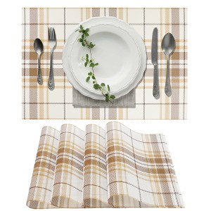 Unique Bargains Grid Pattern Placemats 4 Pcs - 1 of 4