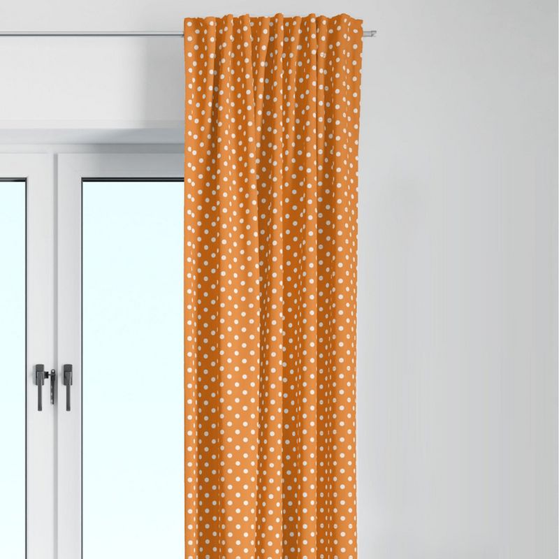 Bacati - Pin Dots Orange Cotton Printed Single Window Curtain Panel, 1 of 5
