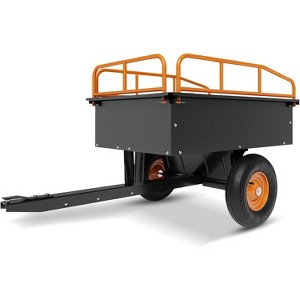 Heavy Duty Steel Metal Garden Wagon Cart Pullable on Wheels, Utility Wagon Carts with 10" All Terrain Tires for Lawn Farm - 1 of 4