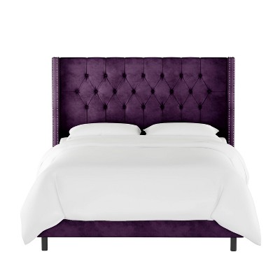 Full Louis Diamond Tufted Wingback, How To Attach Headboard Purple Bed Frame