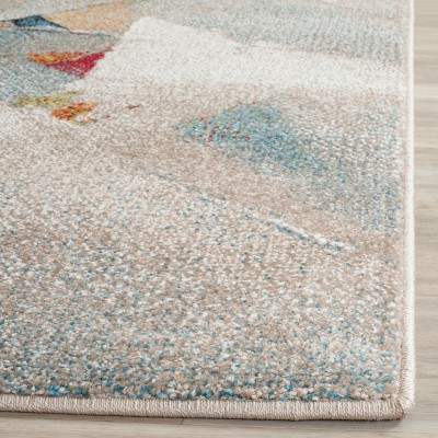 Porcello 6'7" Square Gray and Multicolor Abstract Area Rug