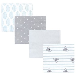 Hudson Baby Cotton Flannel Receiving Blankets 4-Pack, Koala Stripe , One Size - 1 of 4