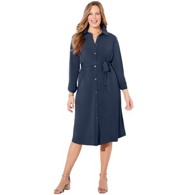 Catherines Women's Plus Size Convertible Buttonfront Shirt Dress