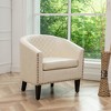 KINWELL PU Leather Tufted Barrel Chair Club Armchair with Nailheads - 3 of 4