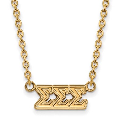 Black Bow Jewelry 14k Yellow Gold Plated Sterling Silver Sigma Sigma Sigma Greek Life Necklace 18 Inch