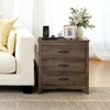 Farmhouse Nightstand with Charging Station - 3-Drawer Bedside Table with USB Ports - 2 of 4