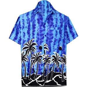 LA LEELA Men's Hawaiian Shirts Short Sleeve Button Down Shirt Mens Hawaii Shirts Boho Holiday Casual Summer Beach Shirts for Men Funny - 1 of 4