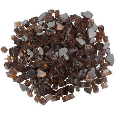Home-Complete 10.47 lbs .5" Reflective Crushed Rock Fire Glass Amber