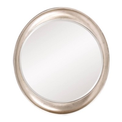Howard Elliott 39"x35" Metallic Framed Oval Wall Mirror Warm Silver