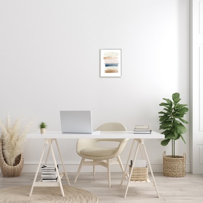Tranquil Earth Tones Abstract Watercolor Print in White Frame