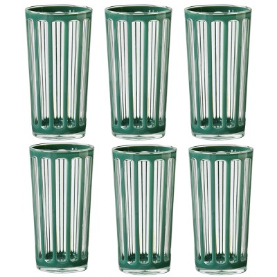 TAG Villa 22 oz Green Acrylic Tumbler BPA-Free, Dishwasher Safe, Durable Drinkware Set of 6