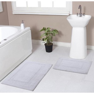 Set of 2 Classy Bathmat Collection White Cotton Tufted Bath Rug - Home Weavers - 1 of 4