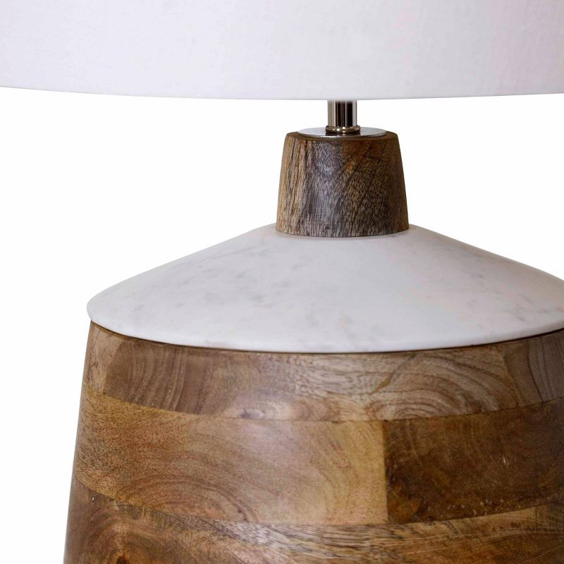 Carved Wood Table Lamp with Marble Lid Accent - StyleCraft, 3 of 5
