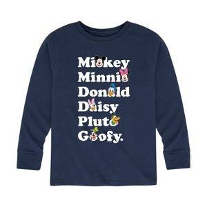 Boys' - Disney - Mickey Friends Character List Long Sleeve Graphic T-Shirt - 1 of 4