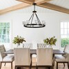 BAOURE Black Wagon Wheel Chandelier, 27in Farmhouse Modern Small Crystal Round Chandelier for Living Room Kitchen Island Foyer Hallway Entryway - 3 of 4