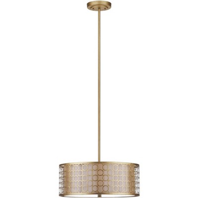 Romantic Geometric Gold Drum Pendant Light 18" Diameter