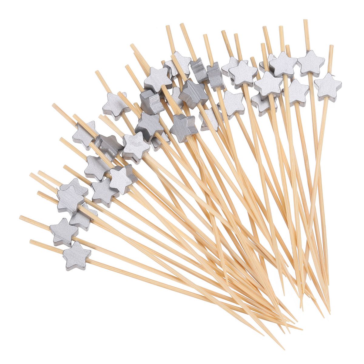 Unique Bargains Disposable Star Bamboo Fruit Decorative Cocktail Picks 100 Pcs - thumbnail 7