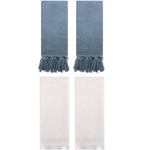 REGALWOVEN 4 Packs Cotton Absorbent Soft Turkish Hand Towels with tassel for Bathroom - 1 of 4