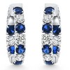 Pompeii3 4 1/2Ct Blue Sapphire & Diamond Hoops White or Yellow Gold Lab Created 1" Tall - 2 of 3